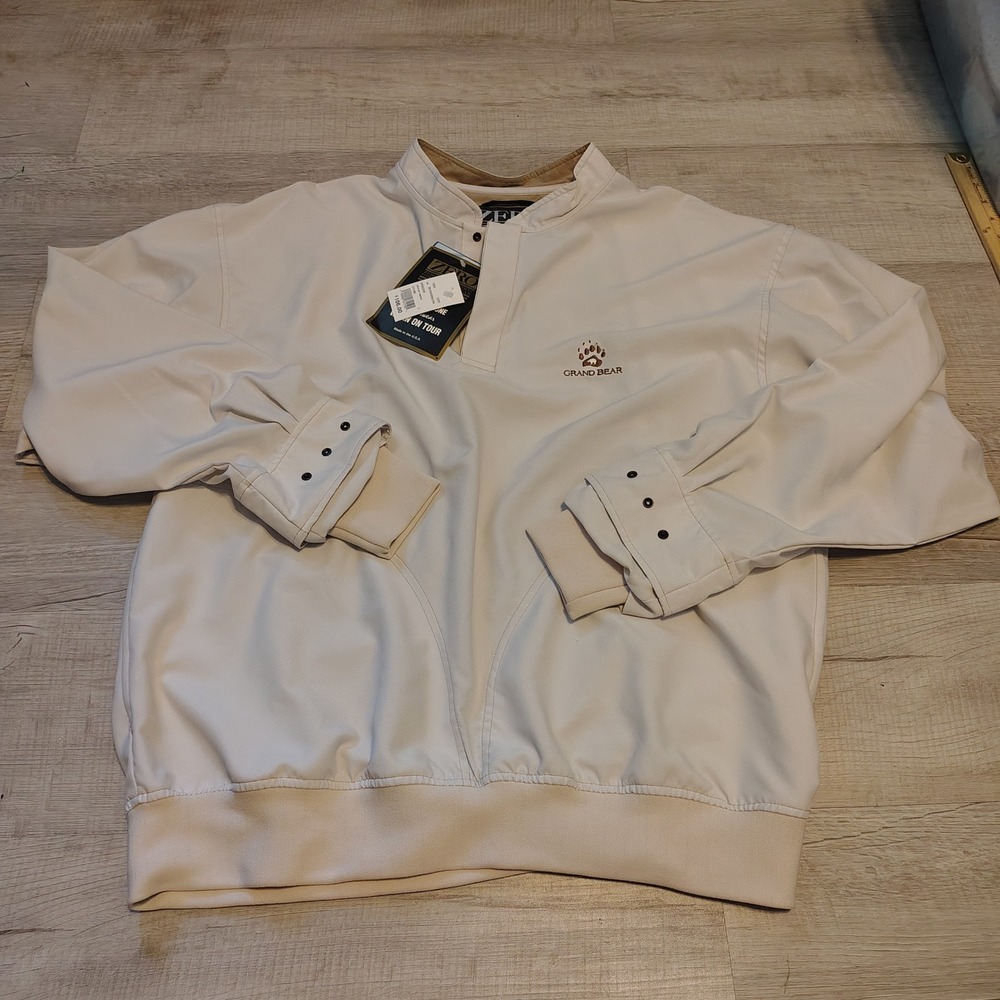 Zero Restriction Grand Bear Golf Windshirt Mens Large Stone Pullover S9002GB NEW